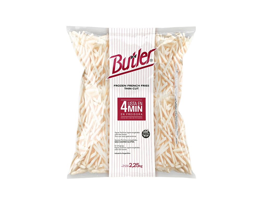 BATATA PALITO CONGELADA PRÉ FRITA 7 MM CORTE FINO BUTLER LAMBWESTON 2,25 KG (CX 8 PCT)
